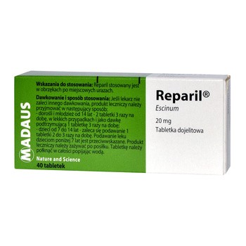 Reparil, 20 mg, tabletki dojelitowe, 40 szt.