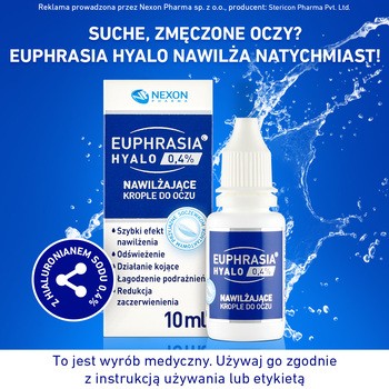 Nexon Pharma Euphrasia Hyalo 0,4%, nawilżające krople do oczu, 10 ml