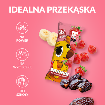 BeRaw! Kids, truskawka & banan, baton owocowy, 25 g