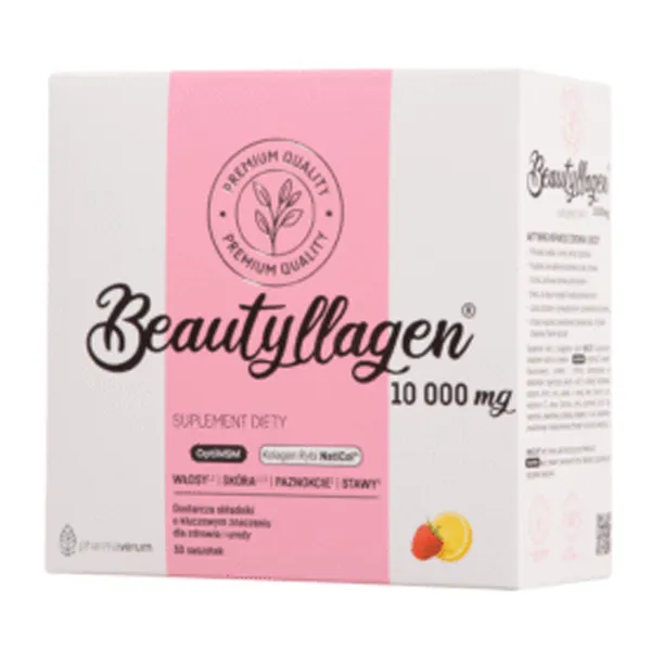 Рыбий коллаген Pharmaverum Beautyllagen 10000 мг, с MSM и биотином, малина-лимон, 30 саше