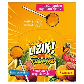 Lizik! Tropiko, lizaki bez cukru o smaku owoców tropikalnych, display, 30 szt.