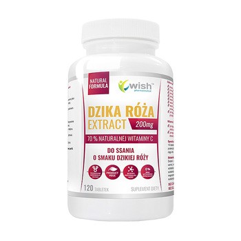 Wish Dzika Róża Extract 200 mg, 70% naturalnej witaminy C, tabletki do ssania, 120 szt.