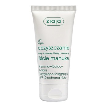 Ziaja Liście Manuka-Oczyszczanie, krem nawilżający, korygująco-ściągający, SPF 10, 50 ml