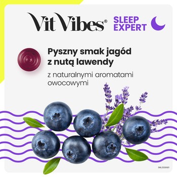 Vit Vibes Sleep Expert, żelki, smak jagody z nutą lawendy, 60 szt.