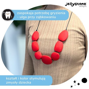 Jellystone Designs, silikonowy gryzak-naszyjnik, czerwony, 1 szt.