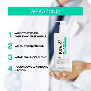 Biovax Trychologic, Wypadanie, Maska do włosów i skóry głowy, 200 ml