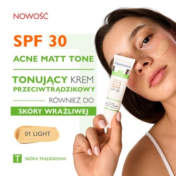 Pharmaceris T Acne Matt Tone, krem BB przeciwtrądzikowy, 01 light, 30 ml