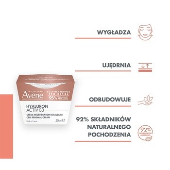 Avene Eau Thermale Hyaluron Active B3, krem odbudowujący komórki, refill, 50 ml