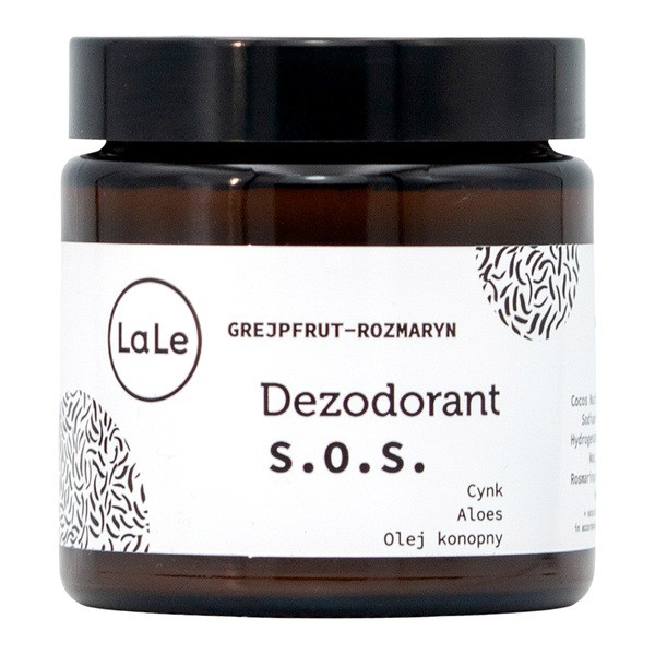 LaLe LaLe, dezodorant w kremie S.O.S., grejpfrut-rozmaryn z cynkiem, aloesem i olejem konopnym, 120 ml — Inhaltsstoffe und Bewertung