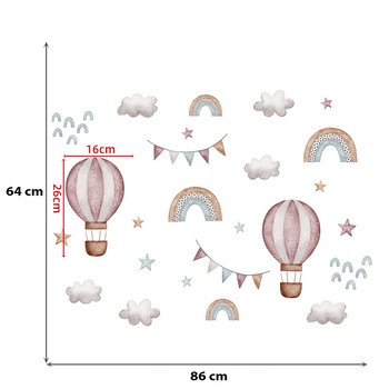 Sipo, Naklejki na ścianę dla dzieci, Balony i tęcza, 1 szt.