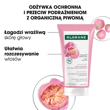 Klorane, odżywka z organiczną Piwonią, 150 ml