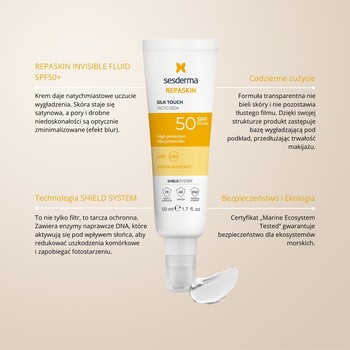 Sesderma Repaskin Silk Touch SPF 50, krem przeciwsłoneczny, 50 ml