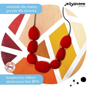 Jellystone Designs, silikonowy gryzak-naszyjnik, czerwony, 1 szt.