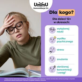 UmmU KoncentRacja 12+, tabletki do rozgryzania i żucia, 40 szt.