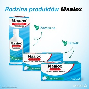 Maalox, 400 mg+400 mg, tabletki, 40 szt.