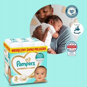 Pampers Premium Care, 3, (6-10kg), 180 szt.