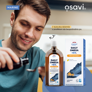 Osavi Daily Omega 1600 mg Omega 3 + D3, cytrynowy, płyn, 500 ml