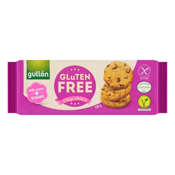 Ciasteczka bezglutenowe z kawałkami czekolady bez dodatku cukru 130g [Gullon] - Gullon