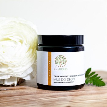 BeeHerbs, regenerująco-odżywczy mus do dłoni, truskawkowy, 100 ml