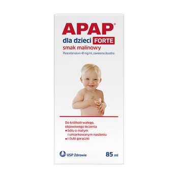 Apap dla dzieci forte smak malinowy, 40mg/ml, zawiesina doustna, 85 ml