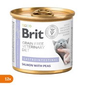 Zestaw 12 x Brit Grain Free Veterinary Diet Cat Gastrointestinal, mokra karma dla kotów z problemami gastroenterologicznymi, łosoś i zielony groszek, 200 g