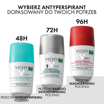 Vichy Invisible Resist 72h. Antyperspirant roll-on przeciw śladom, 50 ml