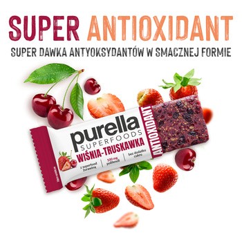 Purella Superfoods, baton antioxidant wiśnia-truskawka, 40 g
