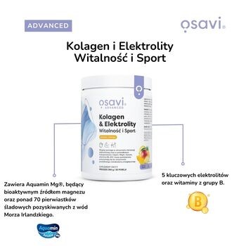 Osavi Kolagen & Elektrolity Witalność i Sport, proszek, smak ananas-mango, 390 g