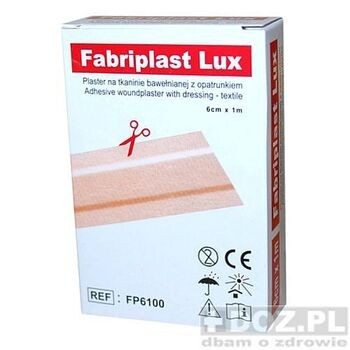 Fabriplast Lux, plaster bawełniany z opatrunkiem, 6cmx1m, 1szt