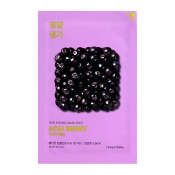 Holika Holika Pure Essence Mask Sheet - Acai berry, maseczka na bawełnianej płachcie z ekstraktem z jagód acai, 20ml