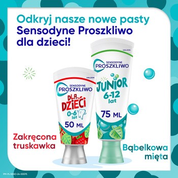 Sensodyne Proszkliwo Junior, pasta do zębów chroniąca szkliwo do zębów mlecznych i stałych 6-12 lat, z fluorem, 75 ml