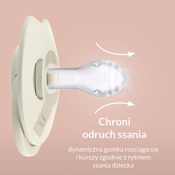 Canpol Lovi Prime, dynamiczny smoczek uspokajający silikonowy, 18 m+ Coconut/Ivory, 2 szt.