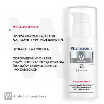 Pharmaceris W Mela-Protect, nawilżająco-ochronny krem rozjaśniający przebarwienia SPF50+, 50 ml