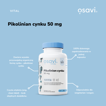 Osavi Pikolinian Cynku 50 mg, kapsułki twarde, 120 szt.