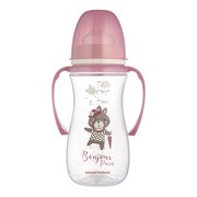 Canpol Babies Easy Start, butelka antykolkowa z uchwytami Bonjour Paris, różowa, 300 ml, 1 szt.
