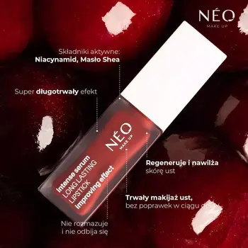 Neo Make Up, Długotrwała pomadka do ust w płynie, 10 Plum Burgund, 5 ml