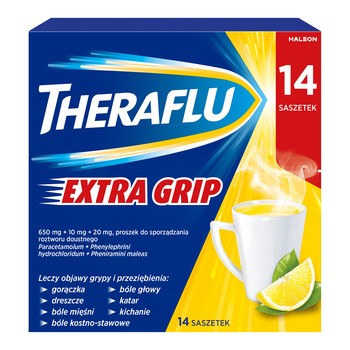 Zestaw Theraflu ExtraGrip + Rutinoscorbin + Otrivin, saszetki + tabletki + areozol