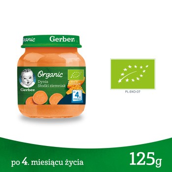 Gerber Organic, przecier dynia słodki ziemniak, 4 m+, 125 g