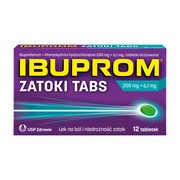 Ibuprom Zatoki Tabs, 200 mg + 6,1 mg, tabletki drażowane, 12 szt.        