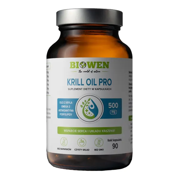 Масло криля Biowen Krill Oil Pro, омега-3 и астаксантин, 90 капсул