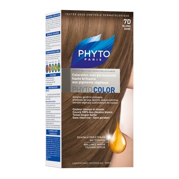 Phyto Color, farba do włosów, 7D złoty blond, 1 opakowanie