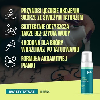 Neba, łagodzące mydło w piance do tatuażu, 150 ml