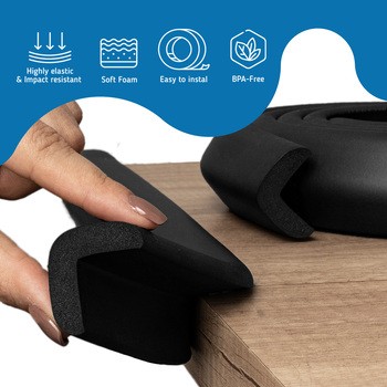 Sipo, piankowa taśma zabezpieczająca, 2 metry, kolor czarny, 1 szt.