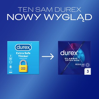 Durex Extra Safe, prezerwatywy powlekane środkiem nawilżającym, 3 szt.