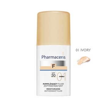 Pharmaceris F, nawilżający fluid antyoksydacyjny, Ivory 01, SPF 20, 30 ml