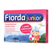 Fiorda Junior, pastylki do ssania o smaku malinowym, 15 szt.