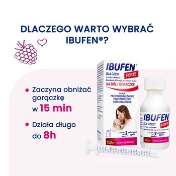 Ibufen dla dzieci FORTE o smaku malinowym, 200 mg/5 ml, zawiesina doustna, 100 ml