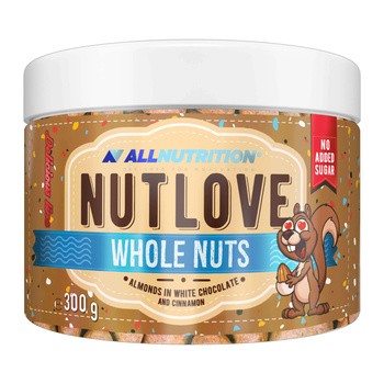 Allnutrition Nutlove Whole Nuts, migdały w białej czekoladzie i cynamonie, 300 g