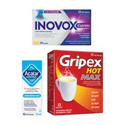 Zestaw Gripex Hot Max + Acatar Control + Inovox Express, saszetki + aerozol + tabletki