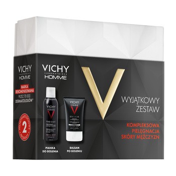 Zestaw Vichy Homme, balsam po goleniu, 75 ml + pianka do golenia, 200 ml